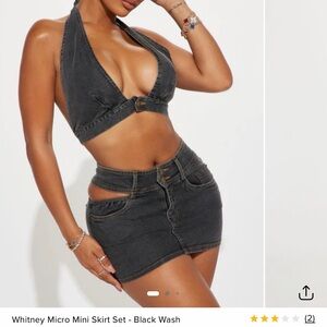 Whitney Micro Mini Skirt Set Denim Halter Top and Skirt Set